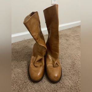 Free People Tall Tan Leather Heeled Boots